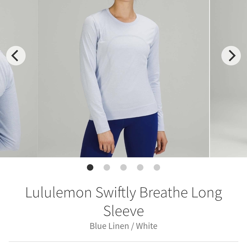 lululemon athletica Swiftly Breathe Long Sleeve - Blue Linen/White A1‎
